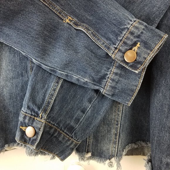 Forever 21 2x Denim Jean Jacket With Frayed Hem - Picture 13 of 13